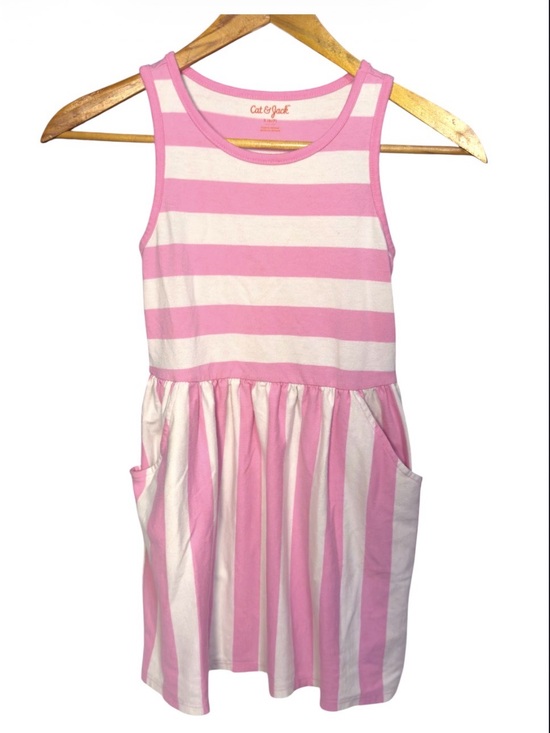 Cat & Jack Other - Cat & Jack pink & white striped sleeveless dress w/pockets Girl’s small (6-7) |g